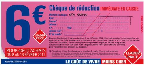 leader price faire des économies leader price bon de réduction 6? février 2012