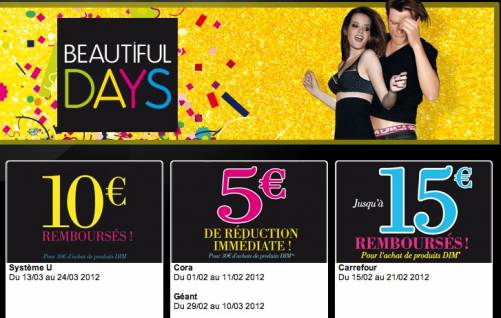 dim beautiful days 2012 dim beautiful days 2012 réductions et remboursements