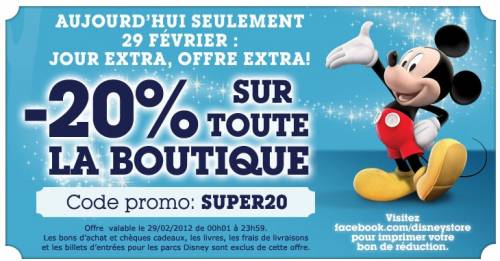 disneystore bon plan disneystore code promo 20% de réduction