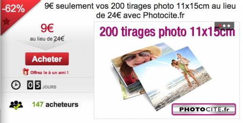 bon plan photo numérique 200 photos développées pour 9?