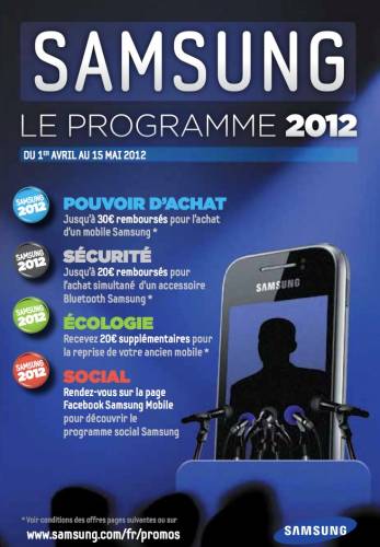 samsung le programme 2012 samsung offre de remboursement 2012 téléphones mobiles