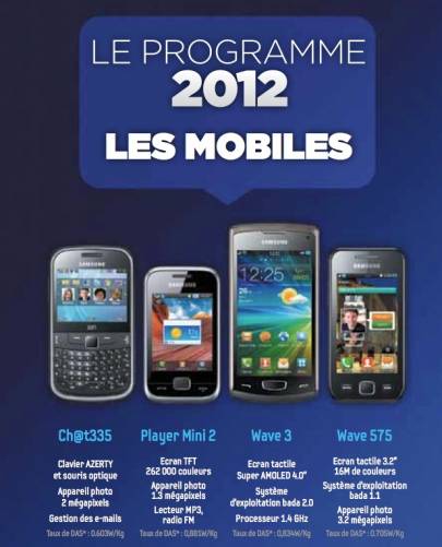 samsug le programme 2012 : les mobiles samsung offre de remboursement ch@t 335 player mini 2 wave 3 et wave 575