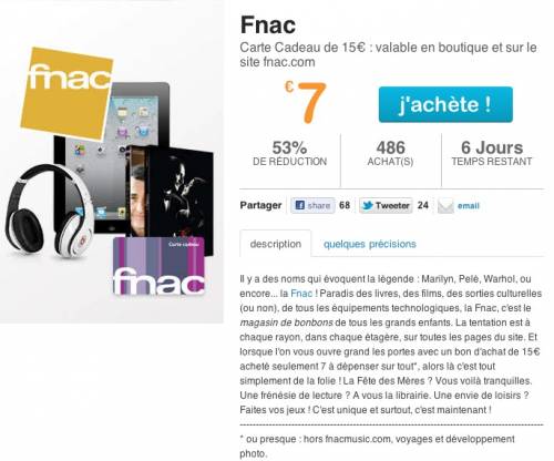 bon plan carte cadeaux fnac carte fnac de 15? à 7?