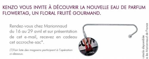 kenzo accroche sac gratuit marionnaud vous offre un accroche sac kenzo gratuit