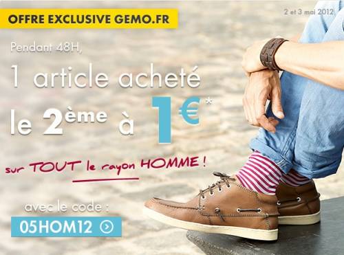 gémo code promo gémo 1 article acheté le 2ème à 1? code promo