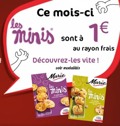 marie les minis à 1? marie les minis offre de remboursement