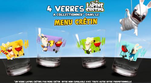 chez quick, il y a 4 verres lapins crétins à collectioner jusqu'au 22 juillet