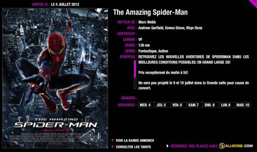 bon plan ciné the amazing spider man grand rex the amazing spider man la séance à 5?