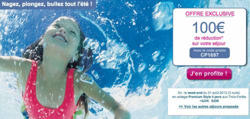 bon plan center parcs center parcs code promo 100? de réduction