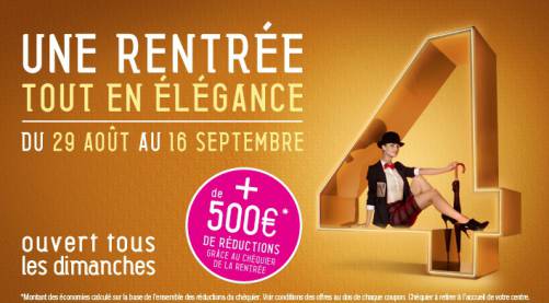 chéquiers réductions rentrée 2012 : 500? de réduction les quatres temps