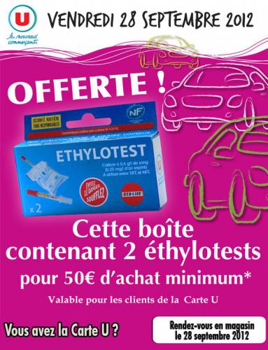 super u éthylotests offerts super u éthylotests offerts : boite avec 2 éthylotests gratuits pour 50? d'achats