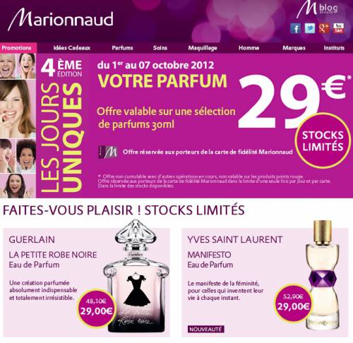 marionnaud les jours uniques marionnaud les jours uniques : bon plan parfums à 29?