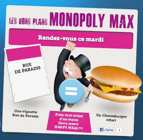 les bons plans monopoly max mcdo 2012 les bons plans monopoly max mcdo 2012 vignettes, cheeseburger, sundae et mcnuggets gratuits offerts