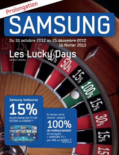 samsung : les lucky days de 15% à 100% de remboursement sur sa tv
