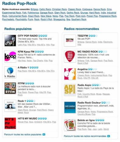 radionomy, radios pop-rock radionomy, liste pop rock