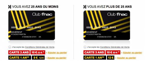 carte fnac à 10? promo la carte fnac est vendue 10? pour devenir adhérent sur 1 ou 3 ans