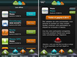 application-appvip pages de l\'application iphone appvip