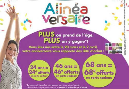 alinéaversaire alinéaversaire opération carte cadeau offerte en fonction de votre âge