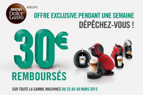 dolce gusto 30? remboursés dolce gusto 30? remboursés pendant une semaine