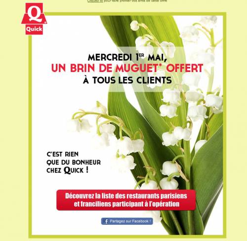 quick muguet gratuit offert quick muguet gratuit offert pour les clients le 1er mai 2013