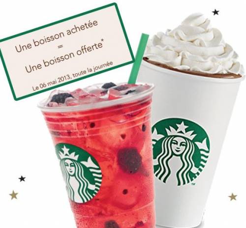 starbucks boisson offerte starbucks promo : une boisson achetée = une boisson offerte