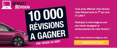 renault révision gratuite renault 10 000 révisions à gagner gratuitement