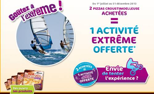 marie 2 pizzas = activité extrême 2 pizzas marie achetées = activité extrême offerte