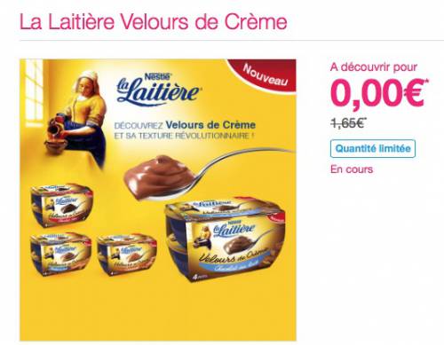 la laitière velours de crème gratuit la laitière velours de crème 100% remboursé avec shopmium