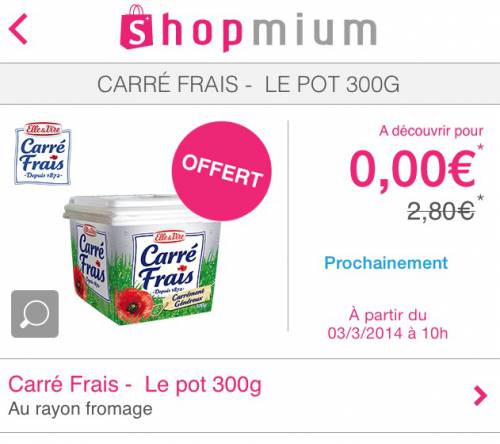 shopmium carré frais shopmium carré frais en pot 100% remboursé