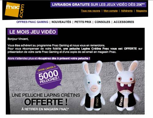 fnac peluche lapin crétin gratuite des peluches lapin crétin gratuites et offertes par la fnac
