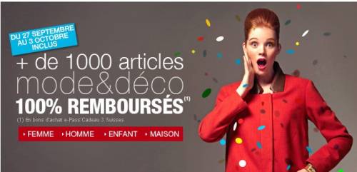3 suisses 100% remboursé offre 3 suisses 100% remboursé