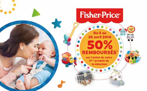 odr fisher price 2ème 50% offre de remboursement fisher price le 2ème avec 50% remboursé