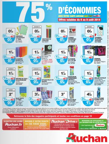 promo auchan fournitures 2014 promo auchan fournitures scolaires 2014 : 75% d'économies