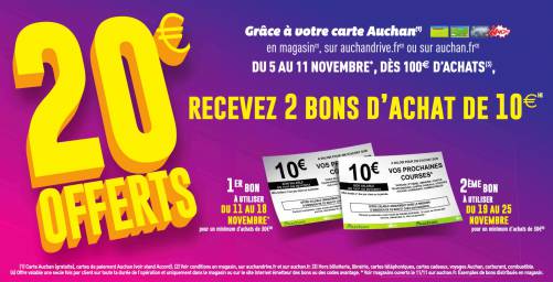 les 25 jours auchan 2014 20? offerts les 25 jours auchan 2014 20? offerts en 2 bons d'achat de 10?