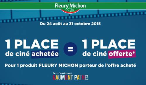 offre cinéma fleury michon offre cinéma fleury michon 1 place achetée = 1 place offerte dans les cinés gaumont pathé