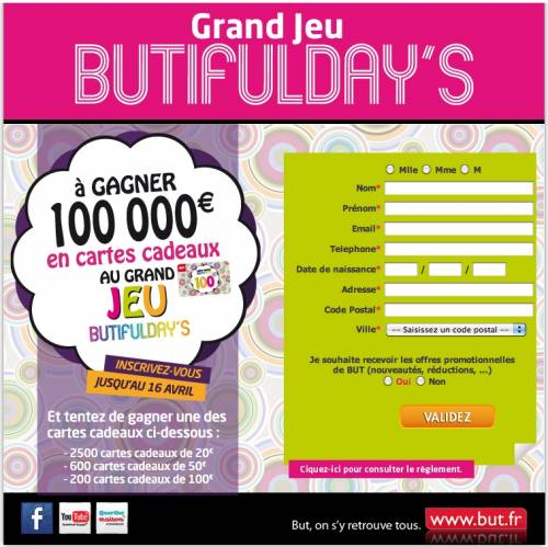 but butifulday's jeu-concours butifulday's gagner 100 000? de cartes cadeaux but