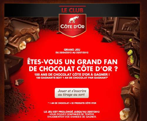 jeu-concours côte d'or 100 ans de chocolat côte d'or gratuits à gagner
