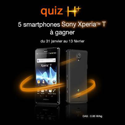 sony xperia t à gagner sony xperia t à gagner avec orange et le réseau h