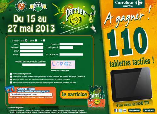 jeu-concours carrefour market perrier jeu-concours carrefour market perrier roland garros 2013 : 110 tablettes samsung galaxy tab 2 à gagner