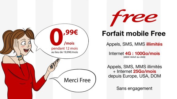vente privée free mobile 0,99 euros par mois