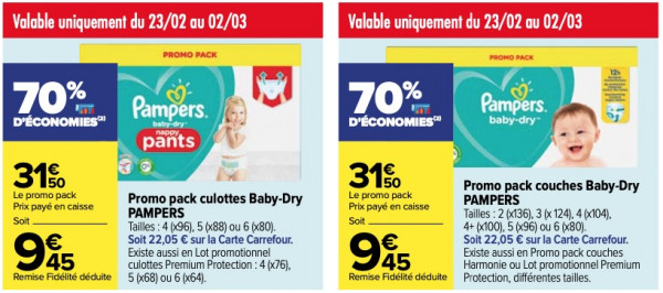 promotion couches pampers chez carrefour