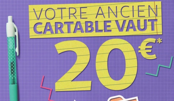 auchan reprise ancien cartable 2020 : 2 bons d'achat de 10 euros offerts pour économiser sur les fournitures scolaires