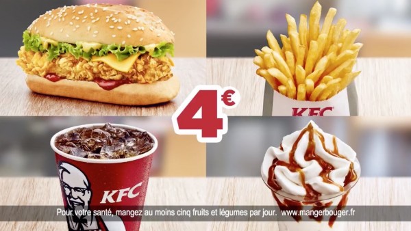 kfc lunch menu : 4 produits pour 4 euros en restaurant à déguster sur place ou à emporter