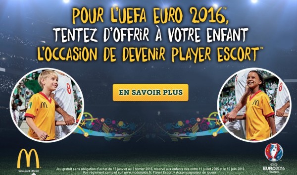 jeu mcdo player escort : pour gagner des places pour l'uefa euro 2016 en france