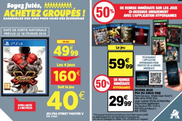 promo auchan des jeux-vidéo playstation 4 et xbox one avec 50% de remise immédiate