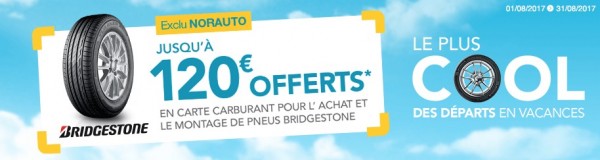 offre pneus bridgestone jusqu'à 120 euros offerts en carte carburant