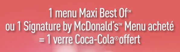 verre coca offert chez mcdo en juillet 2023 pour l'achat d'un menu maxi best of ou signature