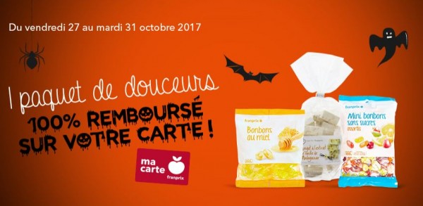 franprix bonbons 100% remboursé pour halloween