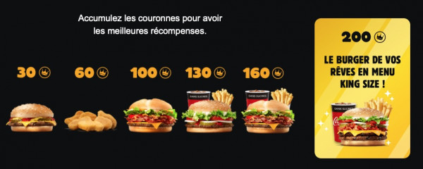 points couronnes burger king avec produits offerts