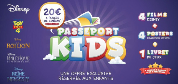 passeport kids gaumont disney : 4 places de cinéma à 20 euros